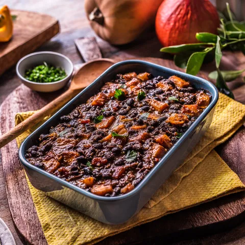 Baked beans with squash