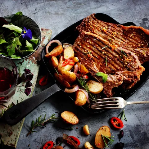 Rumsteak an Gemüse
