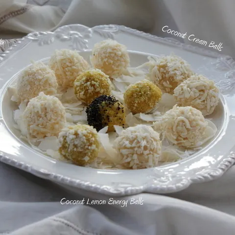 Marshmallow Balls, Coconut Cream Balls & Coconut Lemon Energy Balls